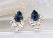 Navy Blue Crystal Earrings
