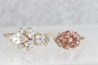 BLUSH BRIDAL EARRINGS, Light Pink Wedding Earrings, Morganite Crystal Long Earrings, Rose Gold Earrings, Bridesmaid Teardrop Earring Gift