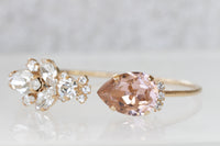 BLUSH BRIDAL EARRINGS, Light Pink Wedding Earrings, Morganite Crystal Long Earrings, Rose Gold Earrings, Bridesmaid Teardrop Earring Gift