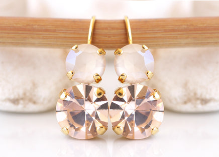 BLUSH EARRINGS ,Ivory Nude Bridal Drop Earrings, Morganite Drop Minimalist Earrings,Wedding Small Blush Pink Earrings, Wedding Jewelry Gift