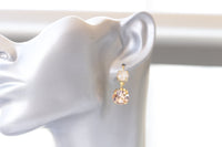 BLUSH EARRINGS ,Ivory Nude Bridal Drop Earrings, Morganite Drop Minimalist Earrings,Wedding Small Blush Pink Earrings, Wedding Jewelry Gift