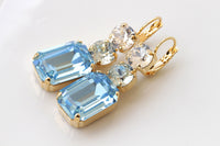 AQUAMARINE EARRINGS ,Light Blue Bridal Drop Earrings,Ice Blue Chandelier Earrings,Wedding Long Dangle Earrings,Something Blue For The Brides