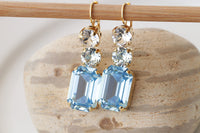 AQUAMARINE EARRINGS ,Light Blue Bridal Drop Earrings,Ice Blue Chandelier Earrings,Wedding Long Dangle Earrings,Something Blue For The Brides