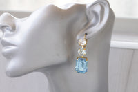 AQUAMARINE EARRINGS ,Light Blue Bridal Drop Earrings,Ice Blue Chandelier Earrings,Wedding Long Dangle Earrings,Something Blue For The Brides