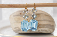 AQUAMARINE EARRINGS ,Light Blue Bridal Drop Earrings,Ice Blue Chandelier Earrings,Wedding Long Dangle Earrings,Something Blue For The Brides