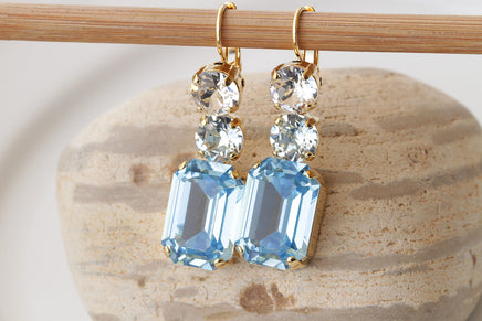 AQUAMARINE EARRINGS ,Light Blue Bridal Drop Earrings,Ice Blue Chandelier Earrings,Wedding Long Dangle Earrings,Something Blue For The Brides
