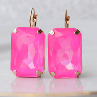 PINK FUCHSIA EARRINGS, Statement Pink Earrings, Hot Pink Earrings, Large Unique Earrings, Cocktail Ring Earrings Set, Neon Dark Pink Earring