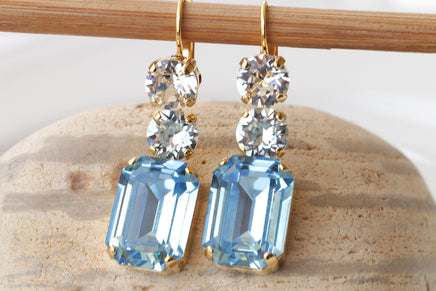 AQUAMARINE EARRINGS ,Light Blue Bridal Drop Earrings,Ice Blue Chandelier Earrings,Wedding Long Dangle Earrings,Something Blue For The Brides