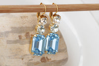 AQUAMARINE EARRINGS ,Light Blue Bridal Drop Earrings,Ice Blue Chandelier Earrings,Wedding Long Dangle Earrings,Something Blue For The Brides