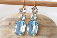 AQUAMARINE EARRINGS ,Light Blue Bridal Drop Earrings,Ice Blue Chandelier Earrings,Wedding Long Dangle Earrings,Something Blue For The Brides