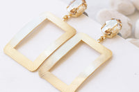 CHAMPAGNE STATEMENT EARRINGS, Gold Oversized Earrings, Rectangle Earrings, Drop Long Earrings, Bridal Earrings,Boho Gold Topaz Big Earrings