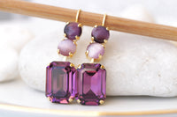 PURPLE DROP EARRINGS ,Amethyst Purple Bridal Earrings, Dark Purple Pink Chandelier Earrings,Wedding Long Dangle Earrings, Evening Earrings