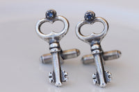 KEYS CUFFLINKS, Dark NAVY Blue Cufflinks, Groom Cufflinks, best man cufflinks, Vintage Suit Gift, Cufflinks,Father Of The Bride Accessory