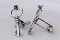 KEYS CUFFLINKS, Dark NAVY Blue Cufflinks, Groom Cufflinks, best man cufflinks, Vintage Suit Gift, Cufflinks,Father Of The Bride Accessory