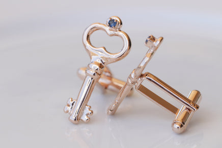 KEYS CUFFLINKS, Dark NAVY Blue Cufflinks, Groom Cufflinks, best man cufflinks, Vintage Suit Gift, Cufflinks,Father Of The Bride Accessory