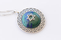 EILAT STONE NECKLACE, Star Of David,Turquoise Green Men Necklace, Jewish Tradition, Judaica Israeli Jewelry, Jewelry From Israel,Magen David