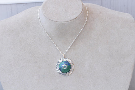 EILAT STONE NECKLACE, Star Of David,Turquoise Green Men Necklace, Jewish Tradition, Judaica Israeli Jewelry, Jewelry From Israel,Magen David