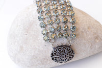 DUSTY BLUE BRACELET, Wedding Chunky Bracelet, Blue Gold Silver Formal Bracelet, Bridal Thick Statement Bracelet, Woman Evening Jewelry Gift