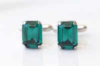 EMERALD CUFFLINKS, Dark Green Cufflinks, Groom Cufflinks, best man cufflinks, Rectangular Suit Gift, Cufflinks,Father Of The Bride Cufflink