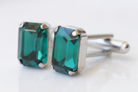 EMERALD CUFFLINKS, Dark Green Cufflinks, Groom Cufflinks, best man cufflinks, Rectangular Suit Gift, Cufflinks,Father Of The Bride Cufflink