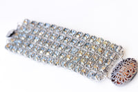 DUSTY BLUE BRACELET, Wedding Chunky Bracelet, Blue Gold Silver Formal Bracelet, Bridal Thick Statement Bracelet, Woman Evening Jewelry Gift