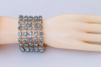 DUSTY BLUE BRACELET, Wedding Chunky Bracelet, Blue Gold Silver Formal Bracelet, Bridal Thick Statement Bracelet, Woman Evening Jewelry Gift