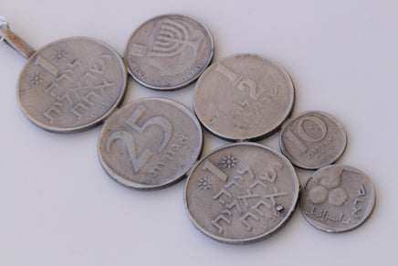 SILVER COIN NECKLACE, Old Israeli Coin, Antique Coin necklace, Jewelry Jewish Gift, Israel Necklace, Statement Disc multi coin necklace