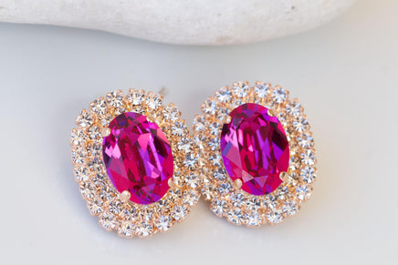 Hot Pink Fuchsia Earrings - Statement Jewelry Gift for Her