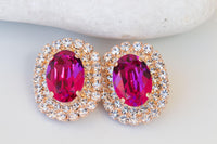 Hot Pink Fuchsia Earrings - Statement Jewelry Gift for Her