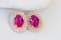 Hot Pink Fuchsia Earrings - Statement Jewelry Gift for Her