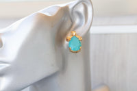 Turquoise Gold Earrings, Blue Turquoise Champagne Earrings, Vintage inspired jewelry, Evening Stud Earrings, Mother of brides Classic Style