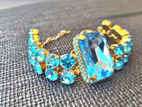 Bridal Blue bracelet, Aquamarine Crystal Bracelet, Light blue bracelet, Chunky Evening Blue Bracelet Formal Statement Bracelet, Wedding Gift