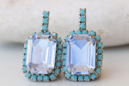 DUSTY BLUE EARRINGS, Bridal Stud Earrings,Light Blue Earrings,Bridal Party Turquoise Earrings Gift, Bridesmaid Earrings,Turquoise And Silver