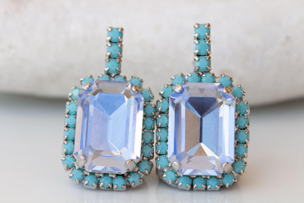 DUSTY BLUE EARRINGS, Bridal Stud Earrings,Light Blue Earrings,Bridal Party Turquoise Earrings Gift, Bridesmaid Earrings,Turquoise And Silver