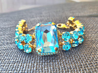 Bridal Blue bracelet, Aquamarine Crystal Bracelet, Light blue bracelet, Chunky Evening Blue Bracelet Formal Statement Bracelet, Wedding Gift