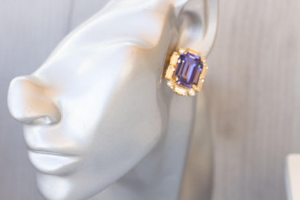 PURPLE STUD EARRINGS, Art Deco Earrings, Prom Earrings, Purple Tanzanite Earrings, Bridal Earrings, Light Purple Earrings, Elegant Earrings