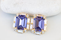 PURPLE STUD EARRINGS, Art Deco Earrings, Prom Earrings, Purple Tanzanite Earrings, Bridal Earrings, Light Purple Earrings, Elegant Earrings
