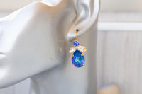 Elegant Royal Blue Earrings, Blue Drop Wedding Earrings, Dark Blue Crystal Earrings, Blue Sapphire Earrings For The Brides, Classy Jewelry Gift for Women