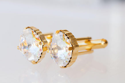 CRYSTALS CUFFLINKS, White Gold Cufflinks, Groom Cufflinks, best man cufflinks, Ab Oval Suit Unique Cufflinks, Father Of The Groom Gift
