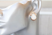 OPAL CRYSTALS EARRINGS, White Opal Evening Large Stud Earrings, Wedding Bridal Earrings, Bridesmaid Gift, Vintage Style Earrings For Brides