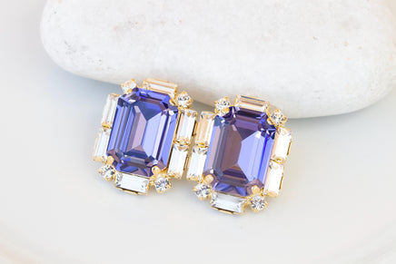 PURPLE STUD EARRINGS, Art Deco Earrings, Prom Earrings, Purple Tanzanite Earrings, Bridal Earrings, Light Purple Earrings, Elegant Earrings