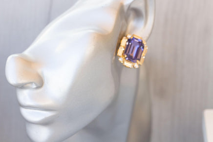 PURPLE STUD EARRINGS, Art Deco Earrings, Prom Earrings, Purple Tanzanite Earrings, Bridal Earrings, Light Purple Earrings, Elegant Earrings