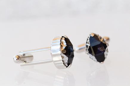 BLACK CUFFLINKS, Black And Silver Cufflinks, Groom Cufflinks, best man cufflinks, Abstract Suit Unique Cufflinks, Father Of The Groom Gift
