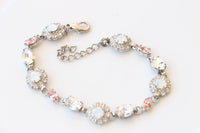 Morganite Crystal And White Opal Bracelet: Vintage Rose Dainty Bridal Bangle