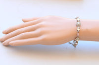 Morganite Crystal And White Opal Bracelet: Vintage Rose Dainty Bridal Bangle