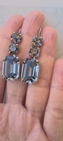 GRAY EARRINGS ,Black Diamond Bridal Drop Earrings, Gray Chandelier Earrings, Wedding Gray Long Dangle Earrings, Mother of the Brides Gift
