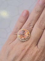 BLUSH RING, Morganite Crystal Ring ,Bridal Blush Pink Ring, Bridesmaid Morganite Rings Gift, Earrings Rings Set, Light Pink Circle Ring