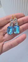 AQUAMARINE EARRINGS ,Light Blue Bridal Drop Earrings,Ice Blue Chandelier Earrings,Wedding Long Dangle Earrings,Something Blue For The Brides