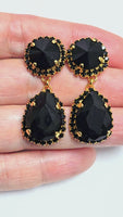 Black Crystal Chandelier Earrings