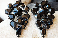 Black Cluster Earrings. Big Earrings. Black Stud Cocktail Earrings. Rebeka Earrings. Formal Earrings